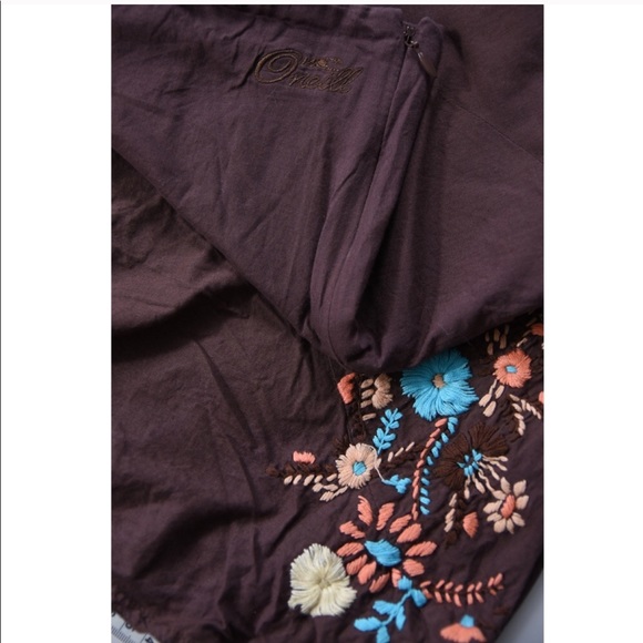 O'Neill brown skirt 100% cotton flower embroidery - Picture 4 of 6